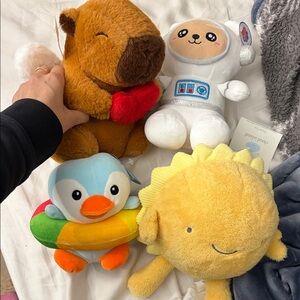 Plushie bundle - Copybara, penguin, astronaut, and sun